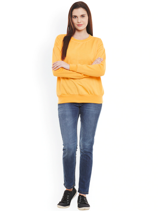 HB INDUSTRIES Plain Basic Sweatshirt Best Fabric Yellow For Womens