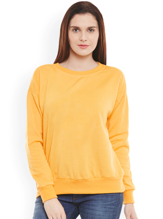 HB INDUSTRIES Plain Basic Sweatshirt Best Fabric Yellow For Womens