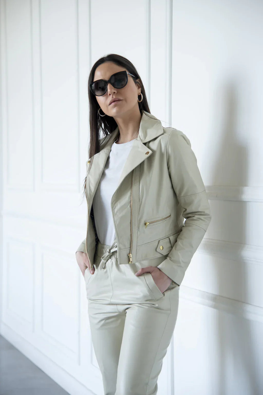 Ace Raven Off White Biker Leather Jacket