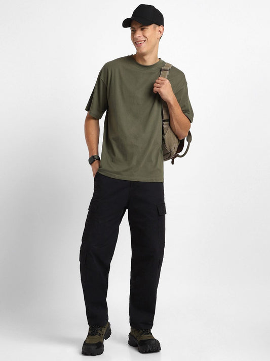 Round Neck Drop-Shoulder Oversized Cotton T-Shirt for Men in Pakistan | DENIMS