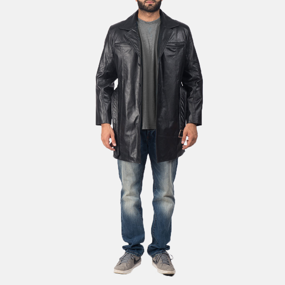 Men's Black Genuine Leather Coat