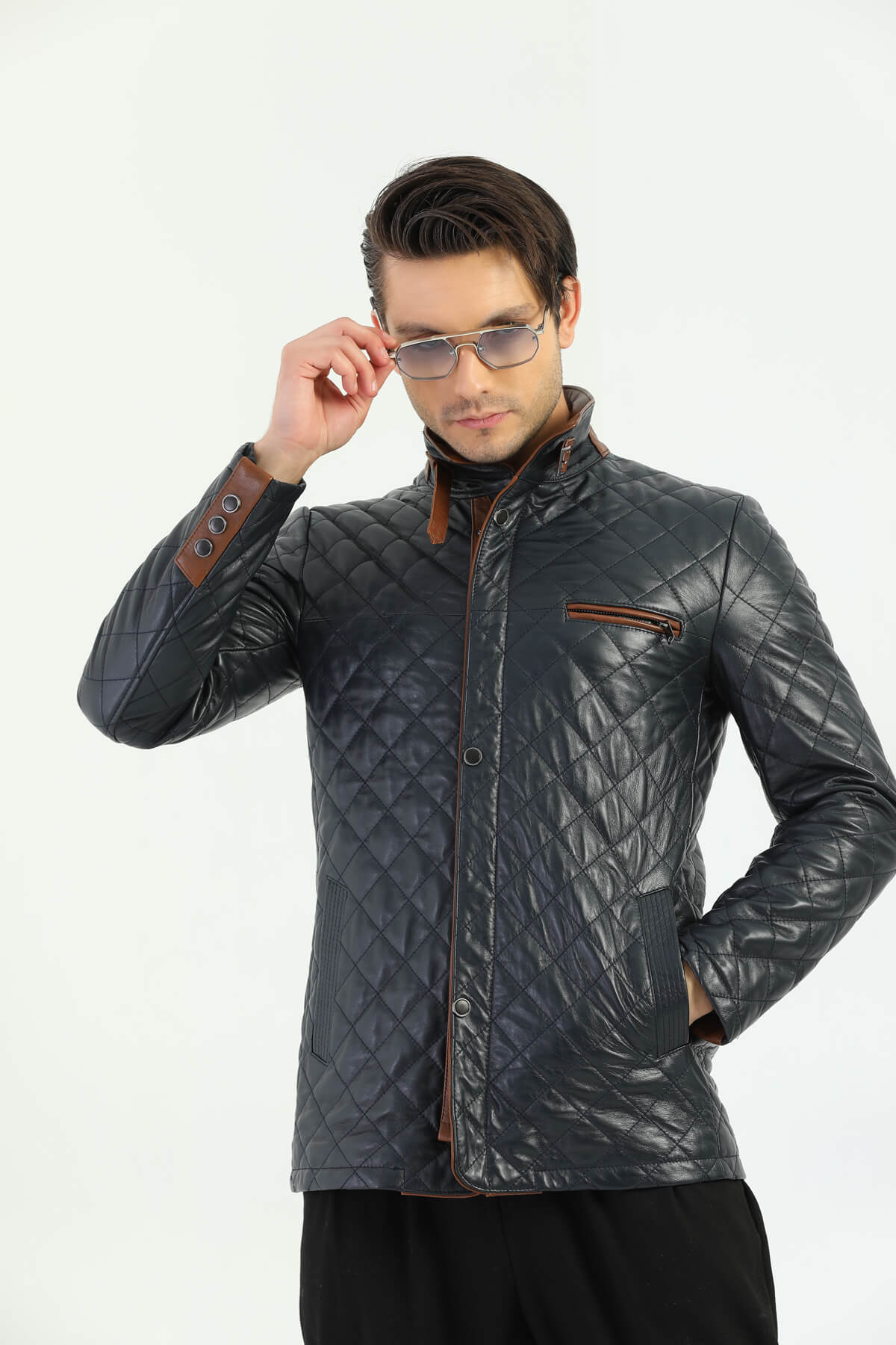 Oslo Brown Striped Genuine Leather Jacket
