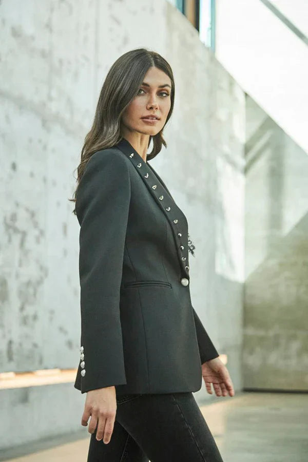 Ace Black Women Blazer with Studs