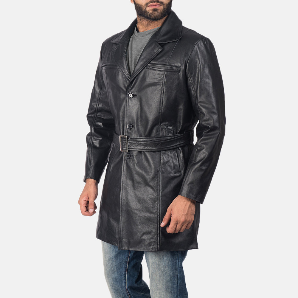 Men's Black Genuine Leather Coat