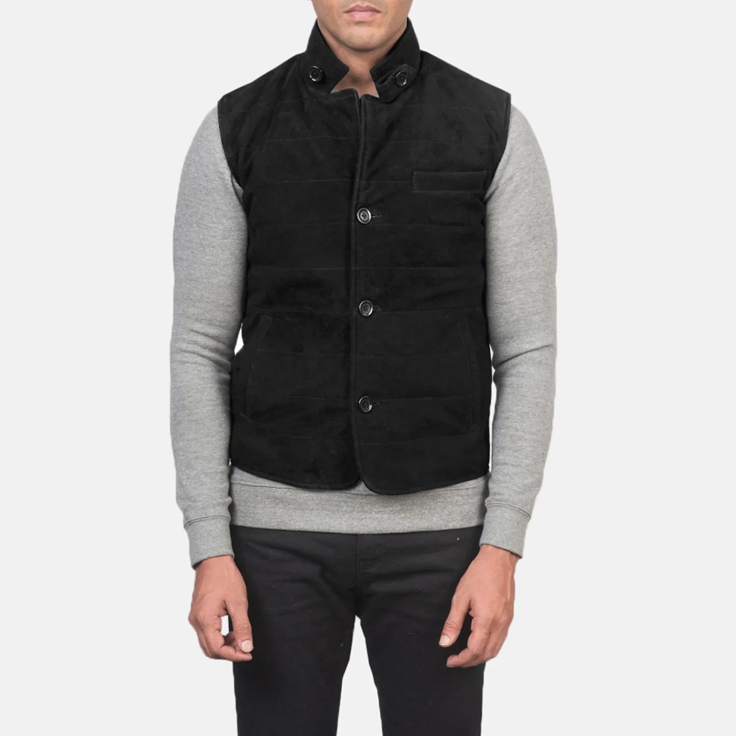 Black Premium Suede Leather Vest