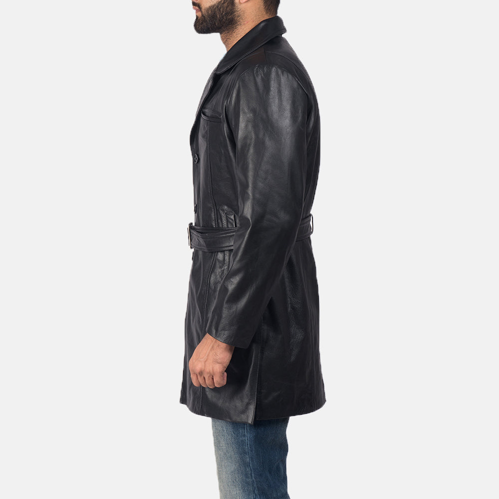 Men's Black Genuine Leather Coat