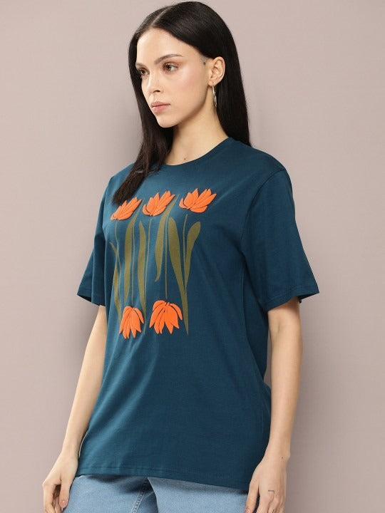 Women Graphic Printed Embossed Oversized T-Shirt – Trendy Cotton Streetwear in Pakistan