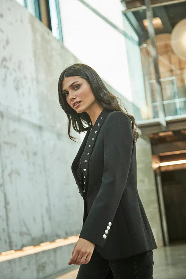 Ace Black Women Blazer with Studs