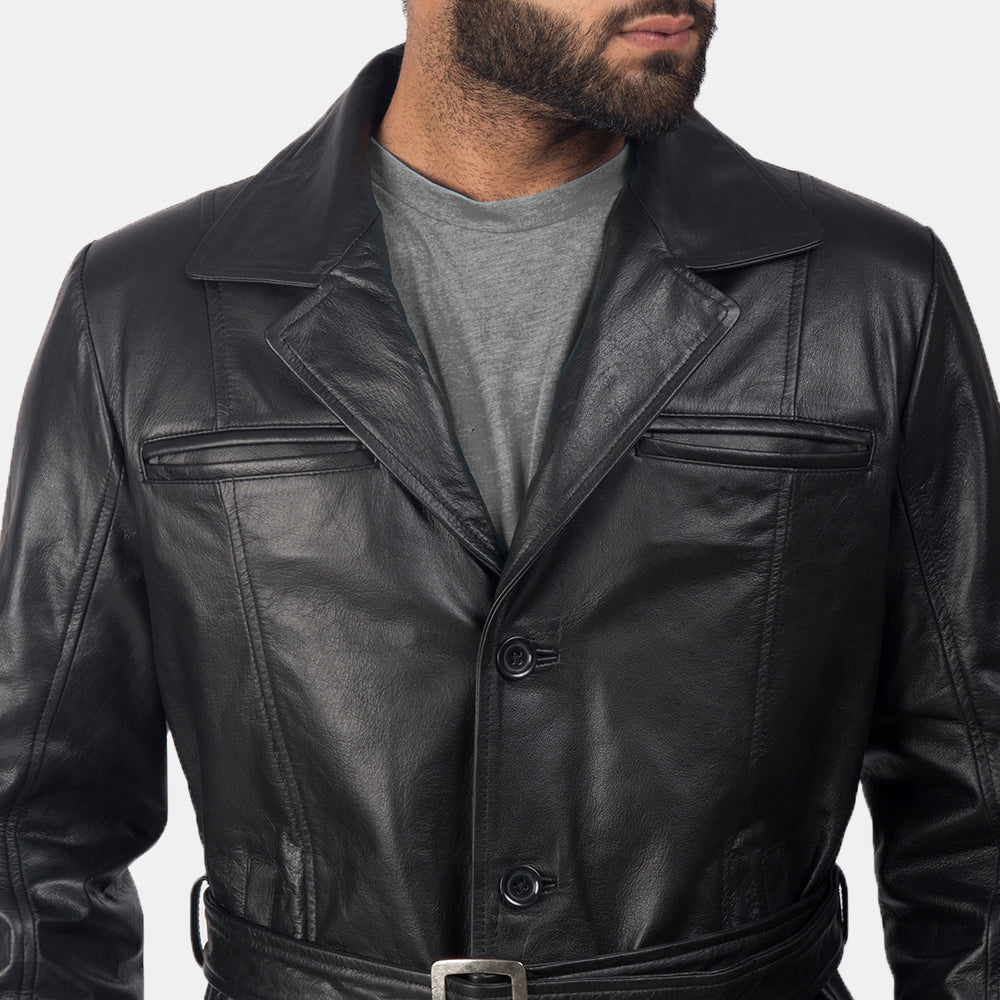 Men's Black Genuine Leather Coat