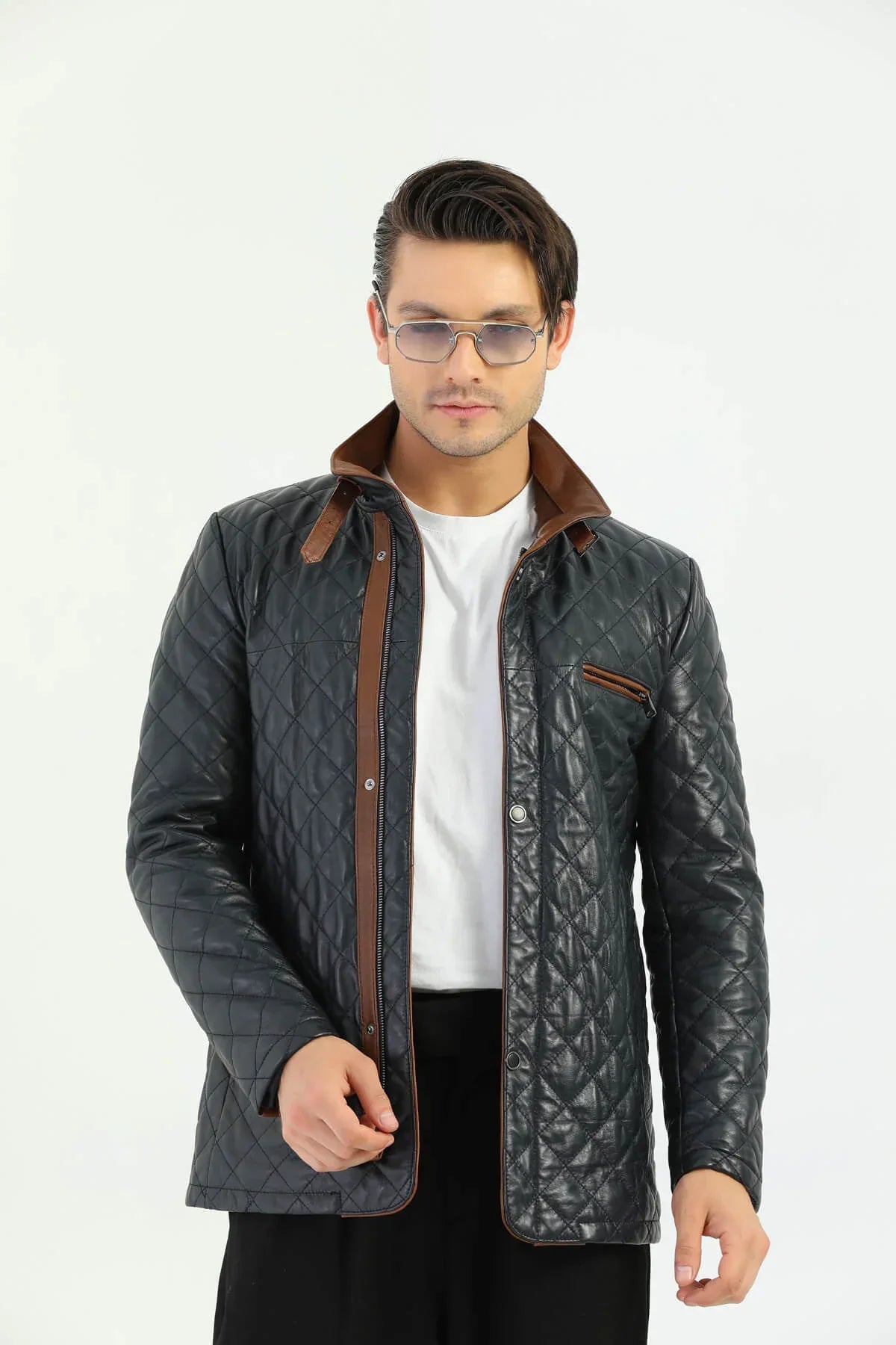 Oslo Brown Striped Genuine Leather Jacket