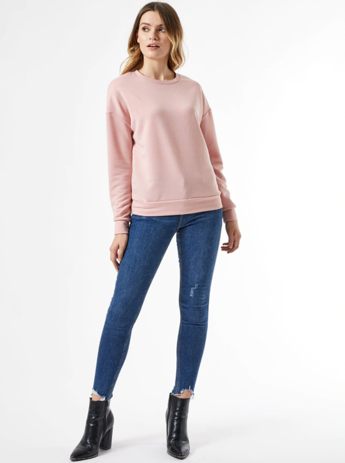 HB INDUSTRIES Women Dusty Pink Solid Sweatshirt