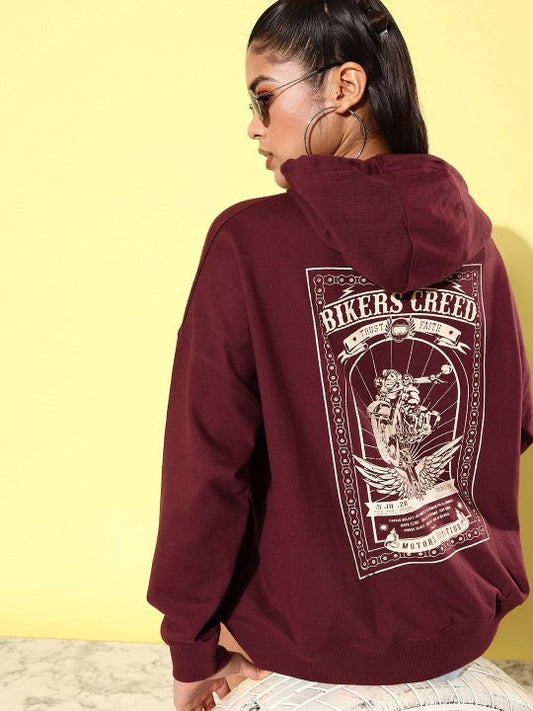 The Life Co. Graphic Printed Maroon Hooded Hoodie – Stylish & Comfortable Sweatshirt for Men & Women in Pakistan