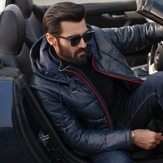 Ace Quilted Genuine Leather Jacket - Detachable Hood Edition