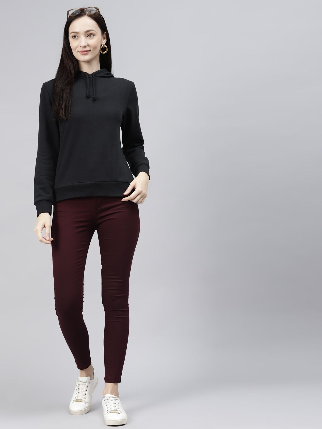 Women Black Hooded Sweatshirt — Classic Black Hoodie for Women | DENIMS Pakistan