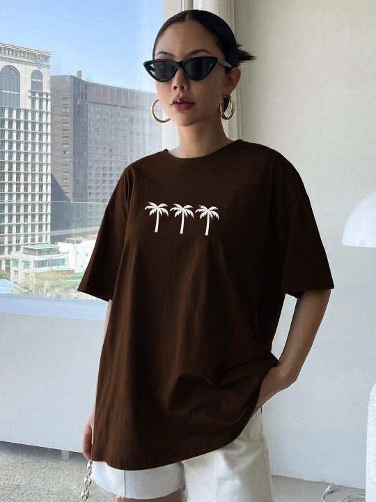 Women Graphic Printed Cotton Oversized T-shirt