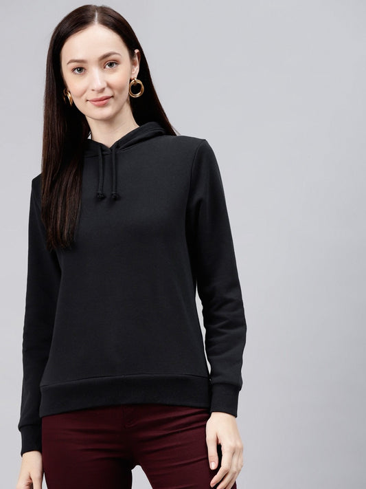 Women Black Hooded Sweatshirt — Classic Black Hoodie for Women | DENIMS Pakistan