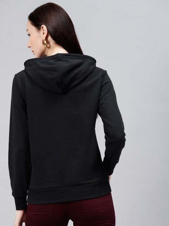 Women Black Hooded Sweatshirt — Classic Black Hoodie for Women | DENIMS Pakistan