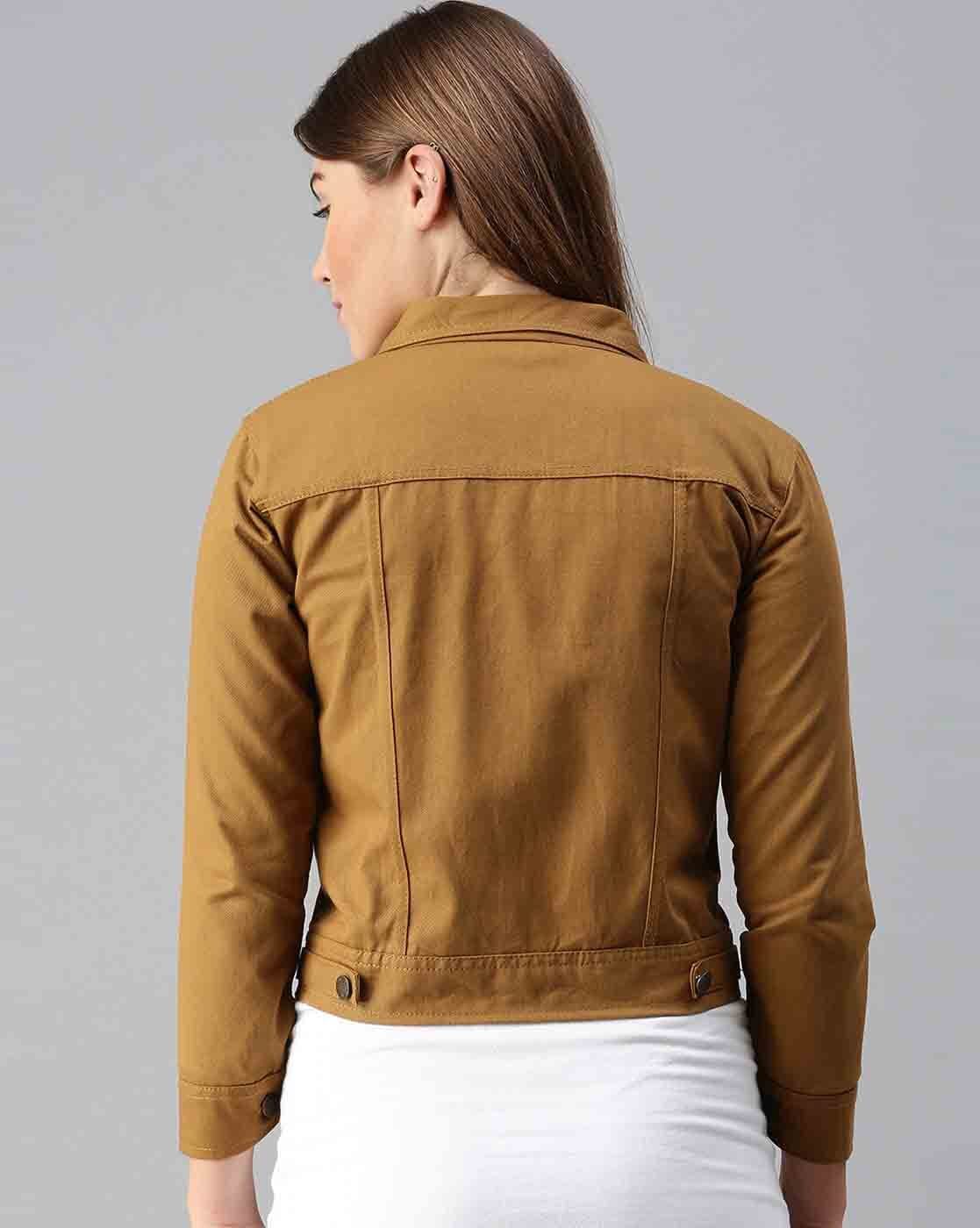 Women’s Khaki Denim Jacket – Timeless Style Meets Versatility