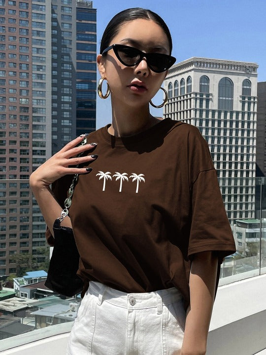 Women Graphic Printed Cotton Oversized T-shirt