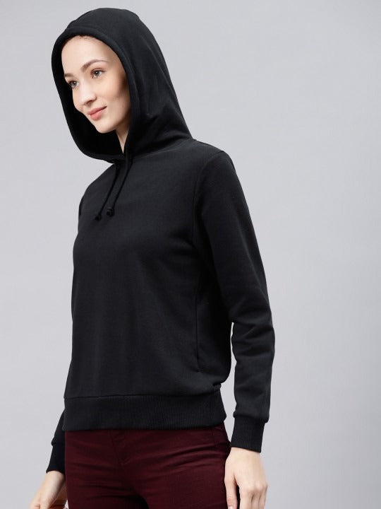 Women Black Hooded Sweatshirt — Classic Black Hoodie for Women | DENIMS Pakistan
