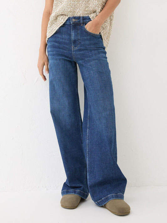Women Fat FHB INDUSTRIES Welling Blue Wide Leg Jeans – Trendy High Waist Denim for Pakistan | DENIMS