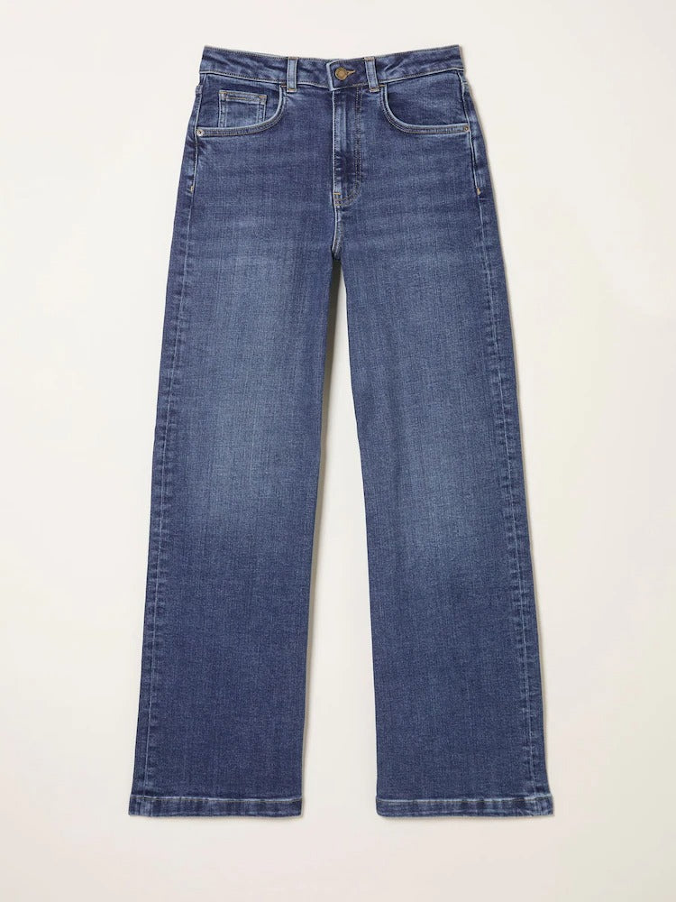 Women Fat Face Welling Blue Wide Leg Jeans – Trendy High Waist Denim for Pakistan | DENIMS
