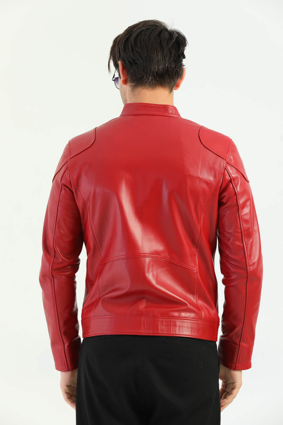 Leeds Red Genuine Biker Leather Jacket