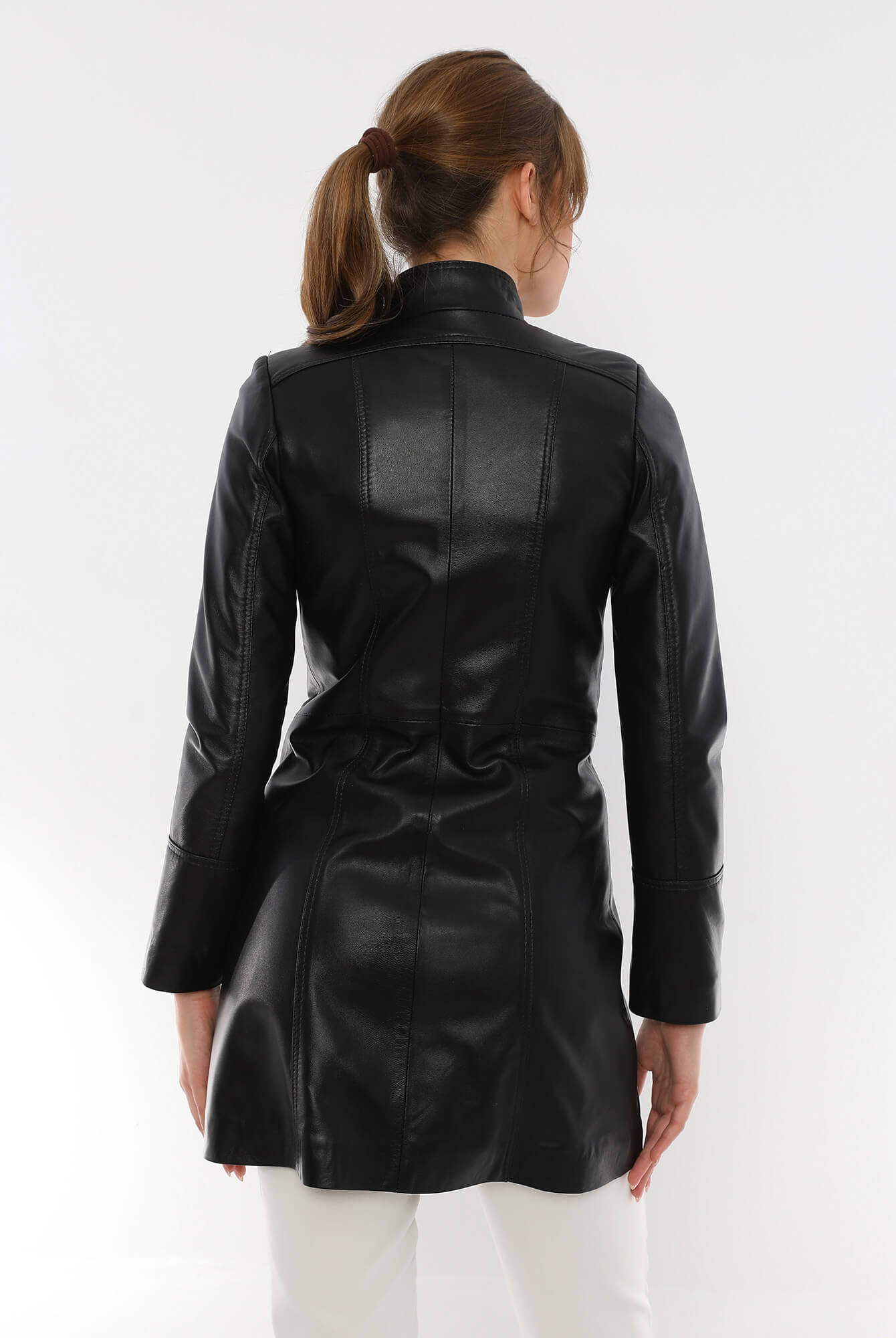 Paris Black Leather Trench Coat For Women