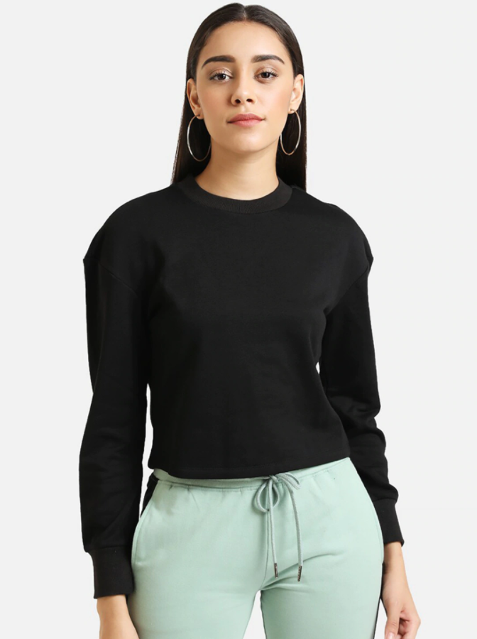 HB INDUSTRIES Kazo Women Black Solid Sweatshirt