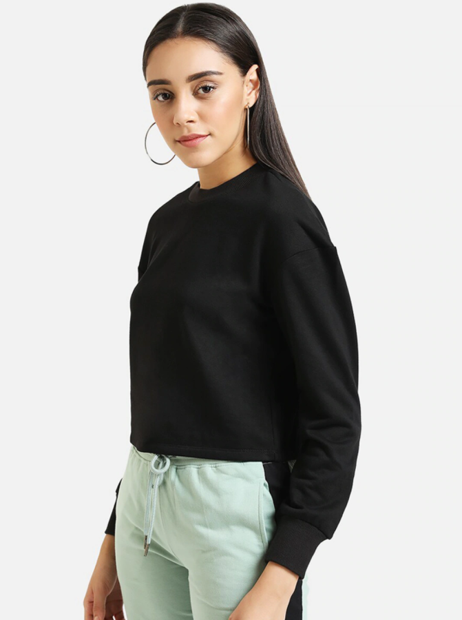 HB INDUSTRIES Kazo Women Black Solid Sweatshirt