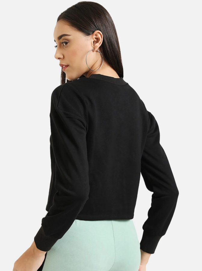 HB INDUSTRIES Kazo Women Black Solid Sweatshirt