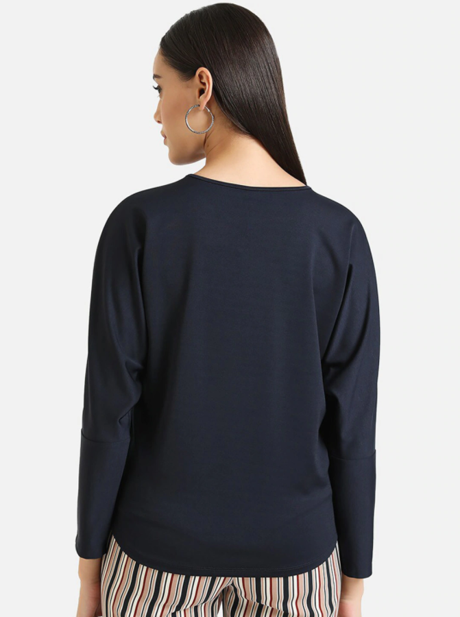 HB INDUSTRIES Kazo Women Navy Blue Solid Sweatshirt