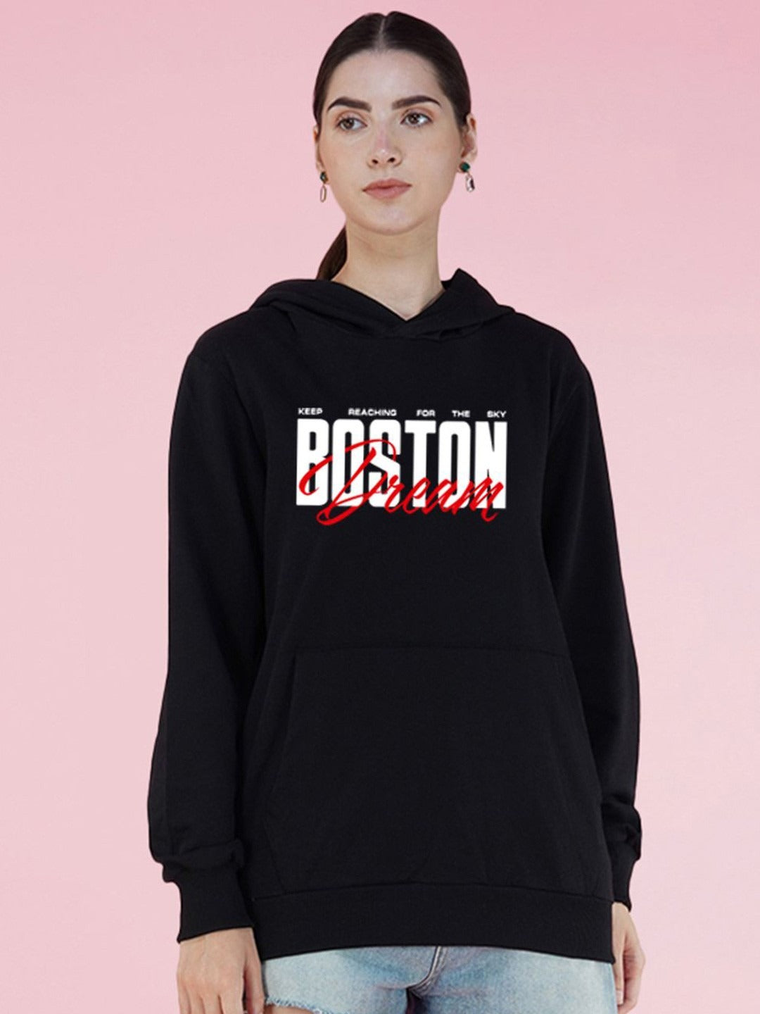 Graphic Printed Hooded Oversized Navy Blue Hoodie for Women – Trendy Streetwear in Pakistan | DENIMS