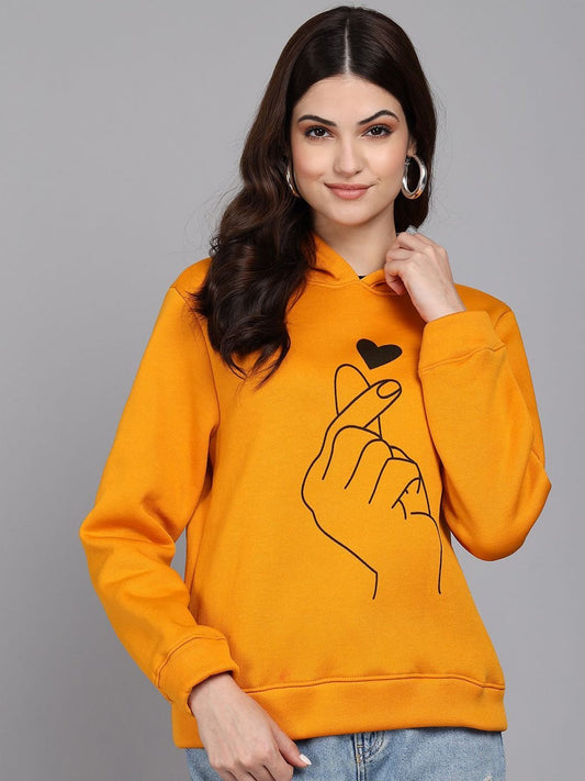 Women Hooded Long Sleeves Yellow Hoodie – Casual Pullover Sweatshirt for Pakistan | DENIMS