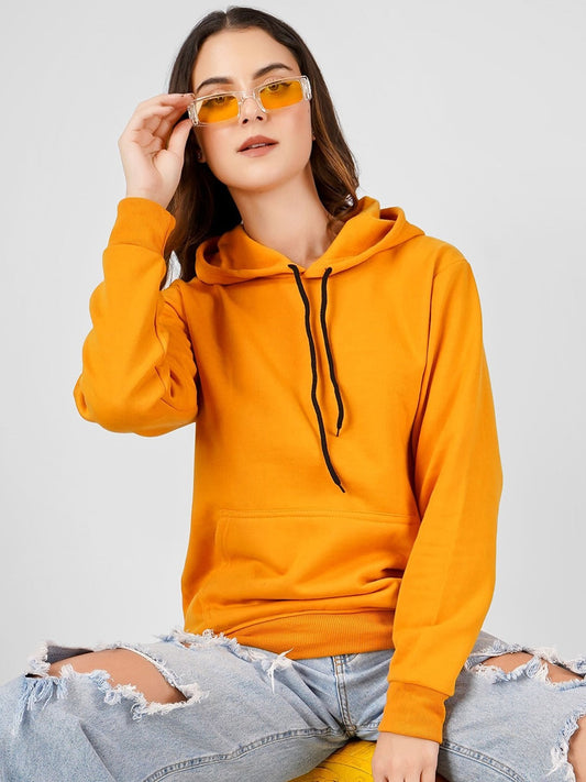 Women Hooded Cotton Yellow Hoodie – Casual Pullover for Pakistan | DENIMS