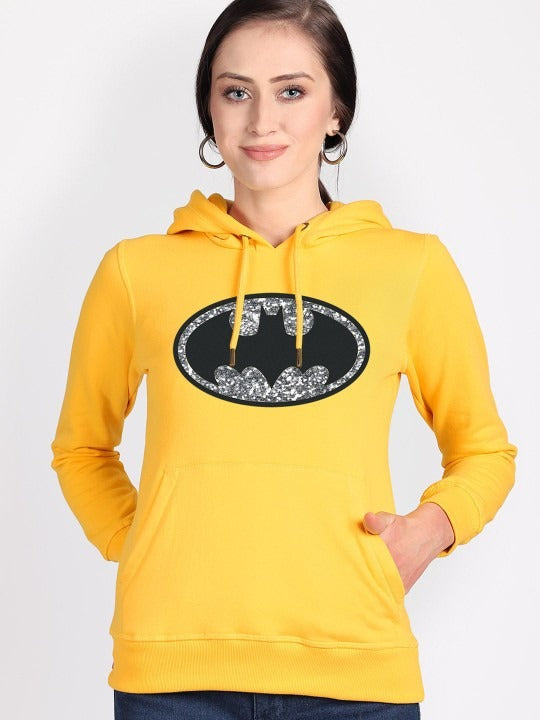 Batman Printed Hooded Pullover Yellow Hoodie for Women – Casual Streetwear Pakistan | DENIMS