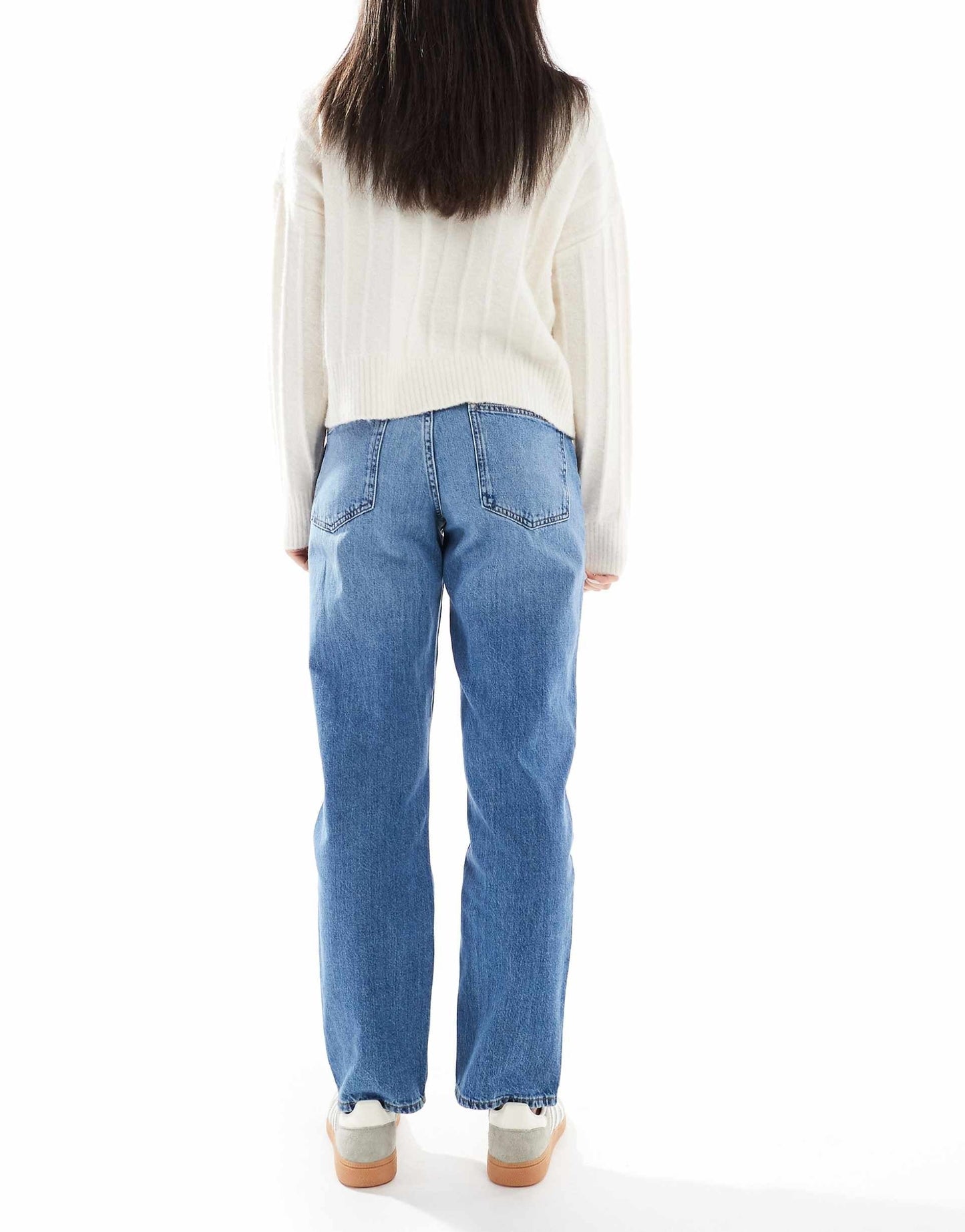 Mom Jeans in Mid Wash Blue – High-Waist Relaxed Fit Denim for Women in Pakistan | DENIMS