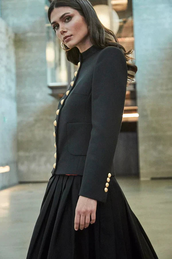 Ace Women Black Blazer with Pockets