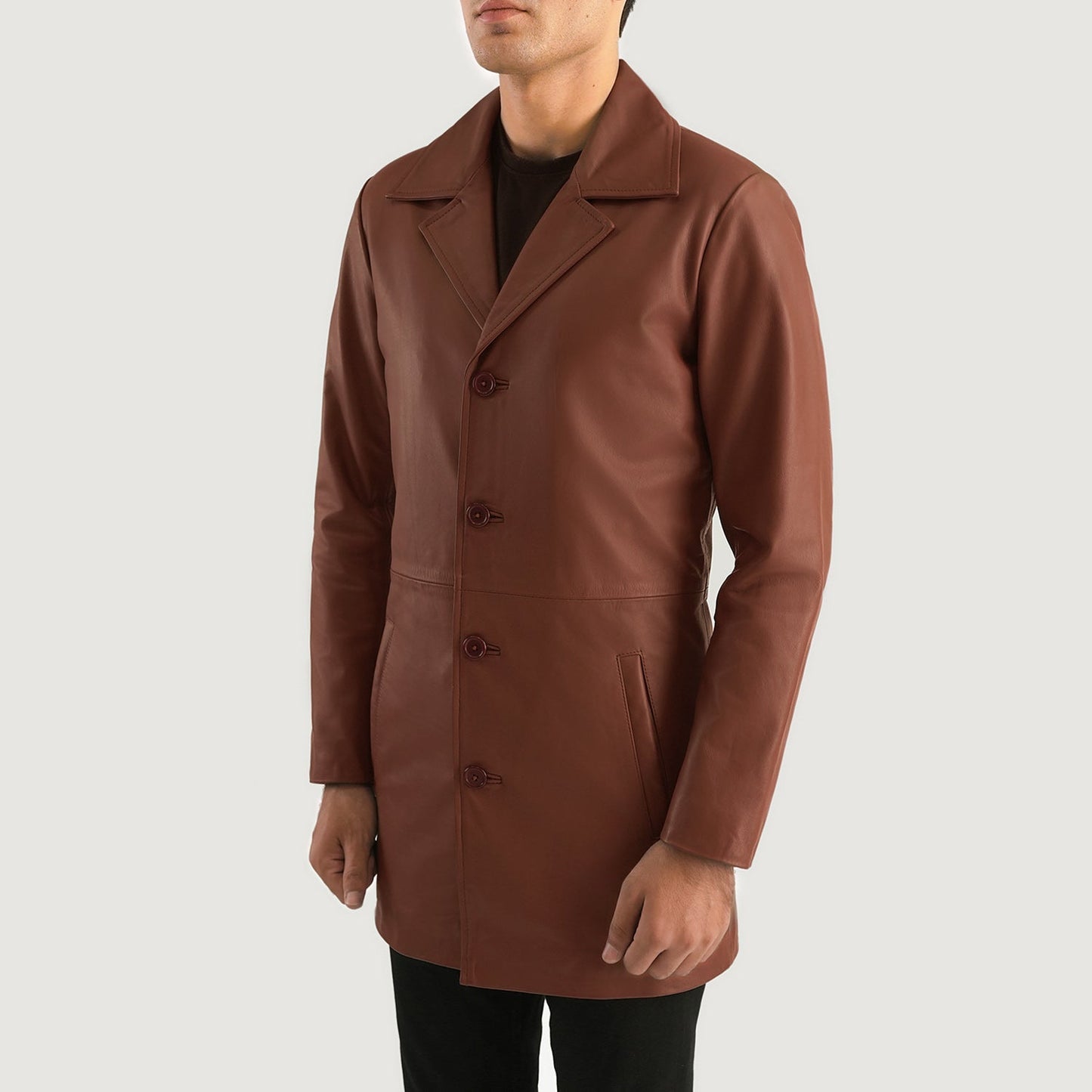 Brown Cowhide Genuine Leather Coat
