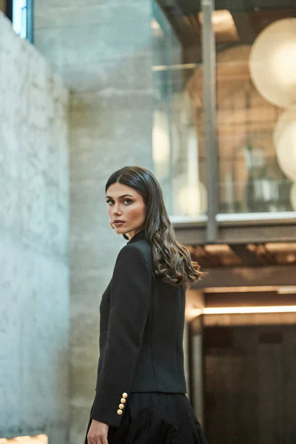 Ace Women Black Blazer with Pockets