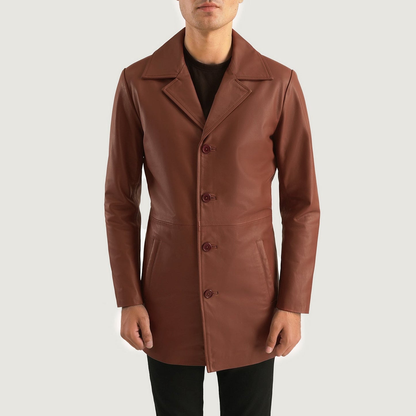 Brown Cowhide Genuine Leather Coat