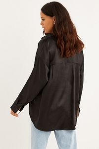 Cool & Sexy Oversized Black Silk Shirt – Effortless Chic