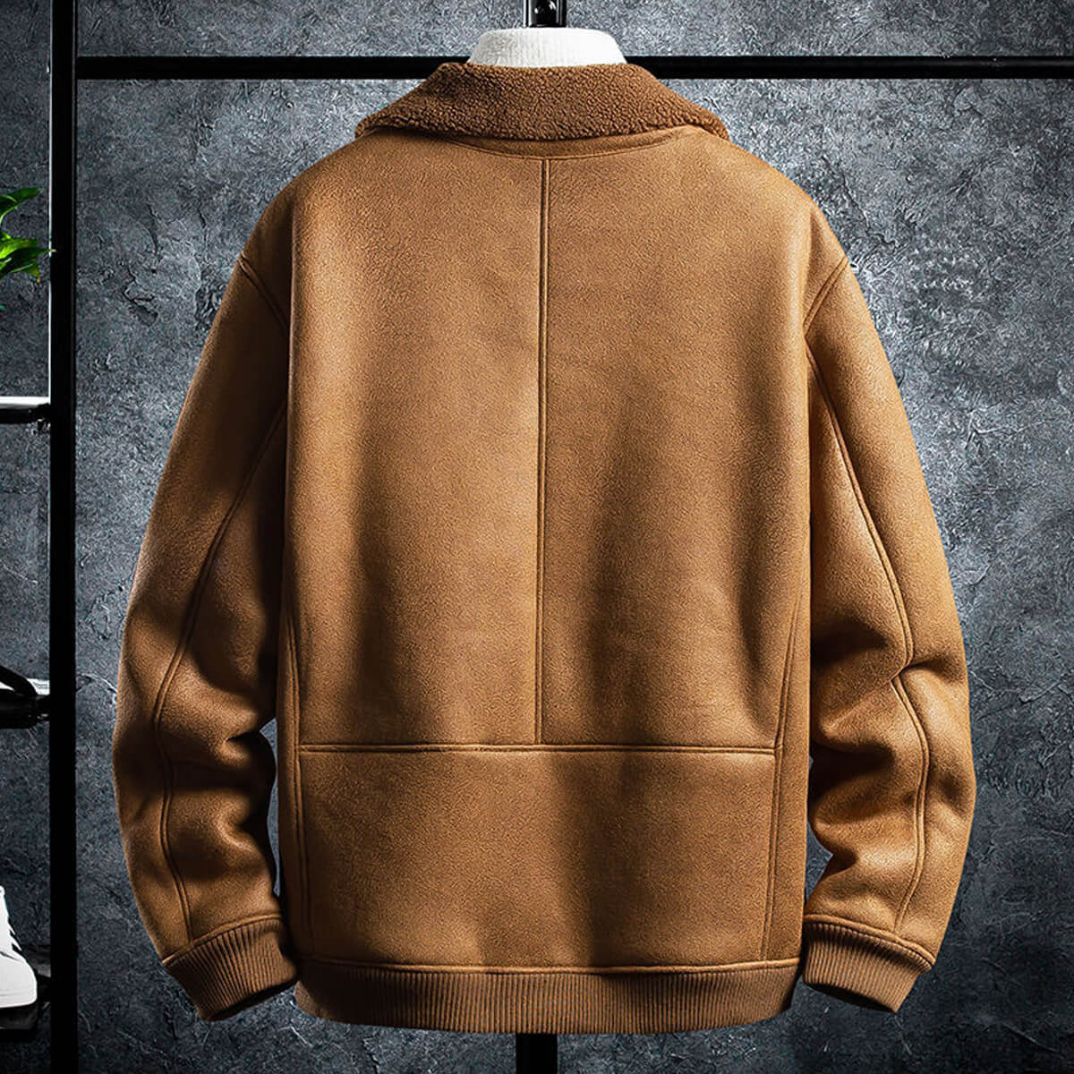 Men's Distressed Brown Sheepskin Bomber Aviator Jacket