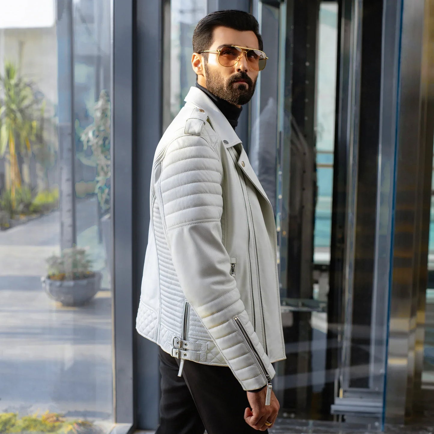 White Genuine Leather Jacket - Star Series