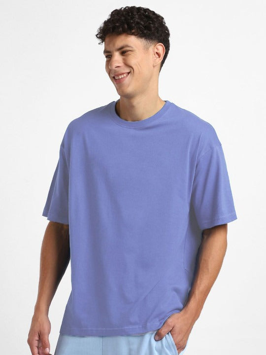 Round Neck Drop-Shoulder Short Sleeves Oversized Cotton T-Shirt for Men in Pakistan | DENIMS