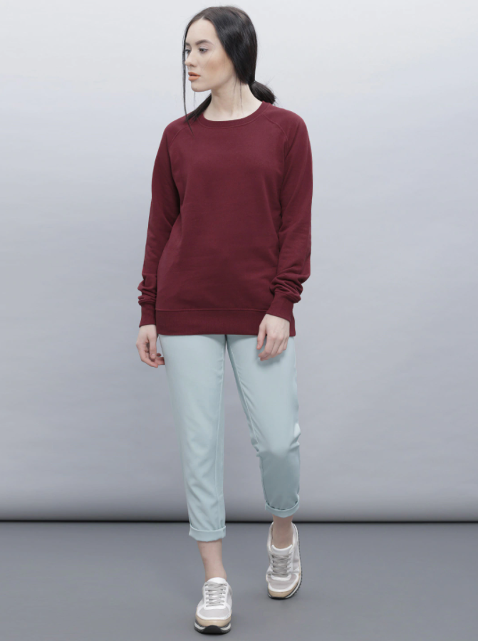 HB INDUSTRIES Women Maroon Solid Pullover Sweatshirt