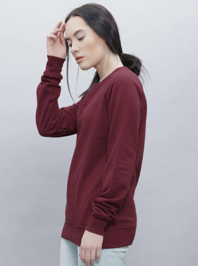HB INDUSTRIES Women Maroon Solid Pullover Sweatshirt
