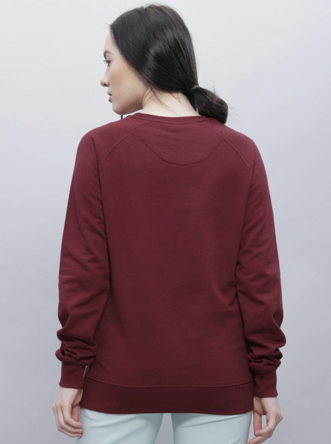 HB INDUSTRIES Women Maroon Solid Pullover Sweatshirt