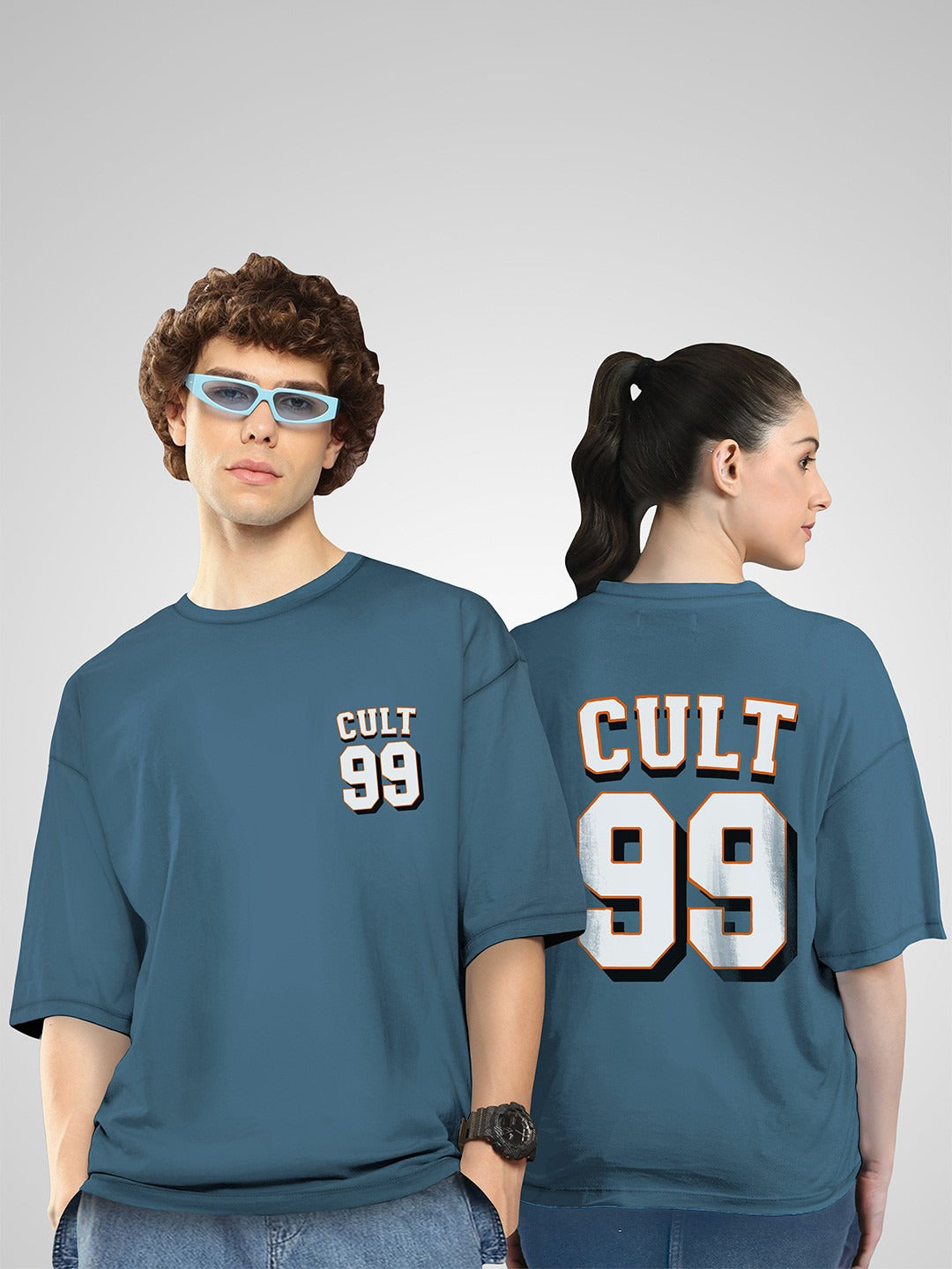 Unisex Twistform Twinny Zone Pack Of 2 Cult99 Printed Cotton Oversized T-shirts – Trendy Streetwear in Pakistan | DENIMS