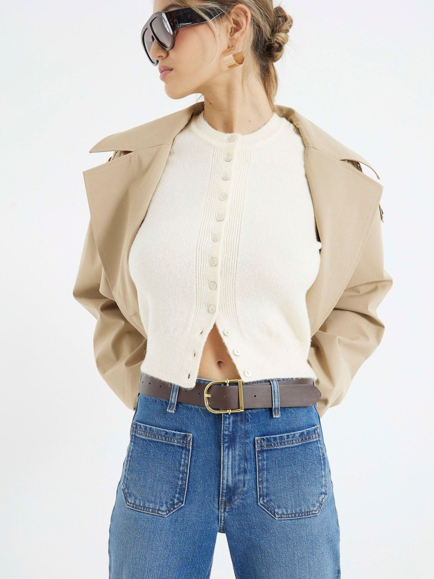 Women Rinse Blue Jersey Denim Wide Leg Trousers – Comfortable & Stylish Pants for Pakistan | DENIMS